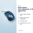 RATÓN ÓPTICO COM-ERGONOMIC-RL-800DPI IGGUAL  AZUL - características principales
