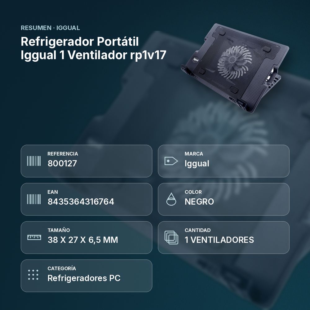 REFRIGERADOR PORTÁTIL IGGUAL 1 VENTILADOR RP1V17 - resumen de atributos