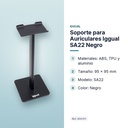 SOPORTE PARA AURICULARES IGGUAL SA22 NEGRO - características principales
