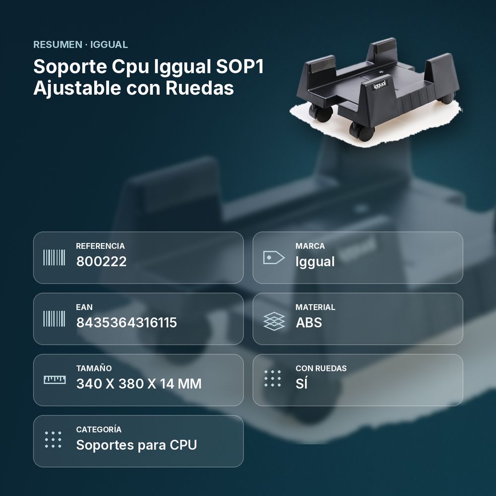 SOPORTE CPU IGGUAL SOP1 AJUSTABLE CON RUEDAS - resumen de atributos