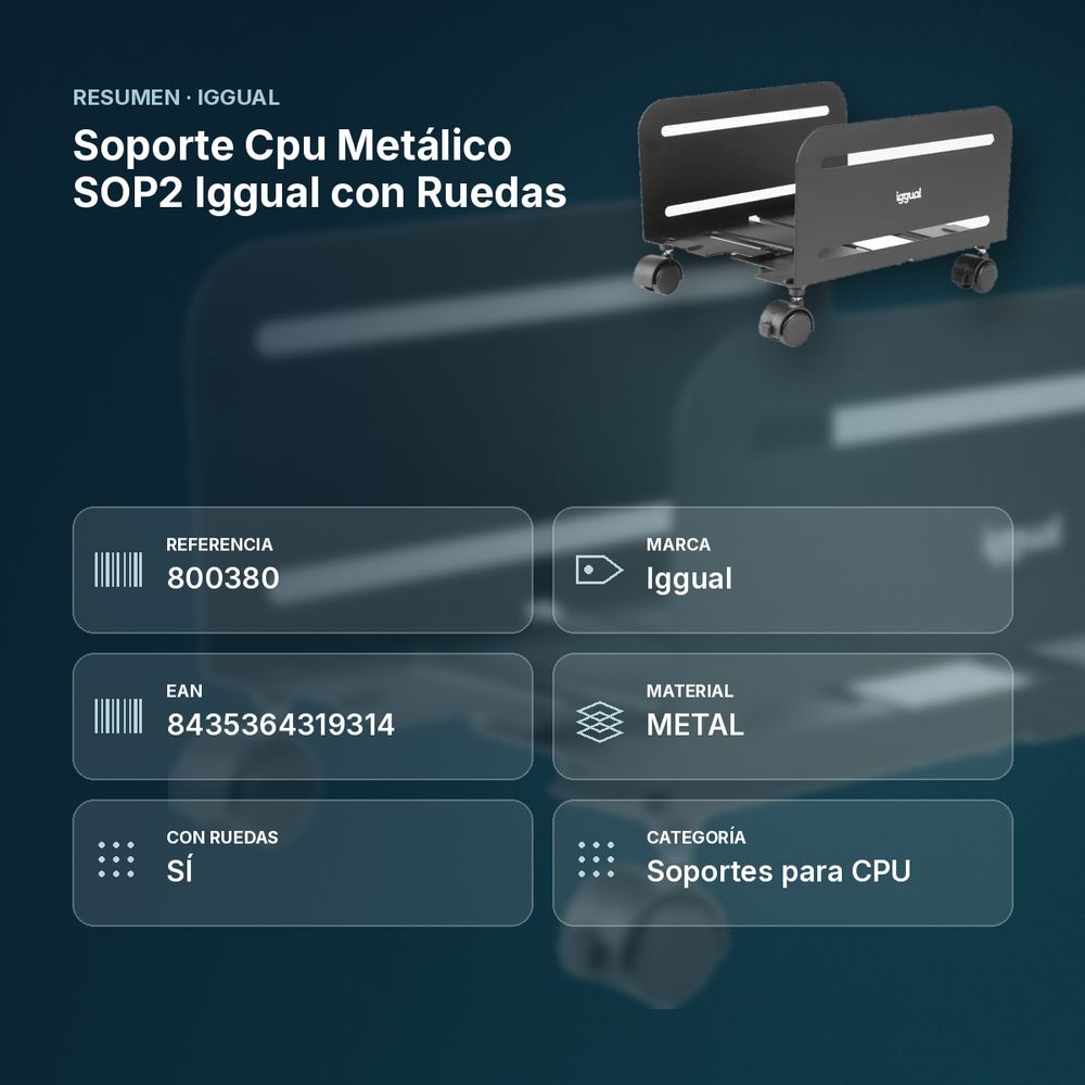 SOPORTE CPU METÁLICO SOP2 IGGUAL CON RUEDAS - resumen de atributos