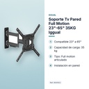 SOPORTE TV PARED FULL MOTION 23"-65" 35KG IGGUAL - características principales