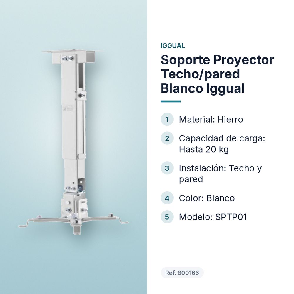 SOPORTE PROYECTOR TECHO/PARED BLANCO IGGUAL - características principales