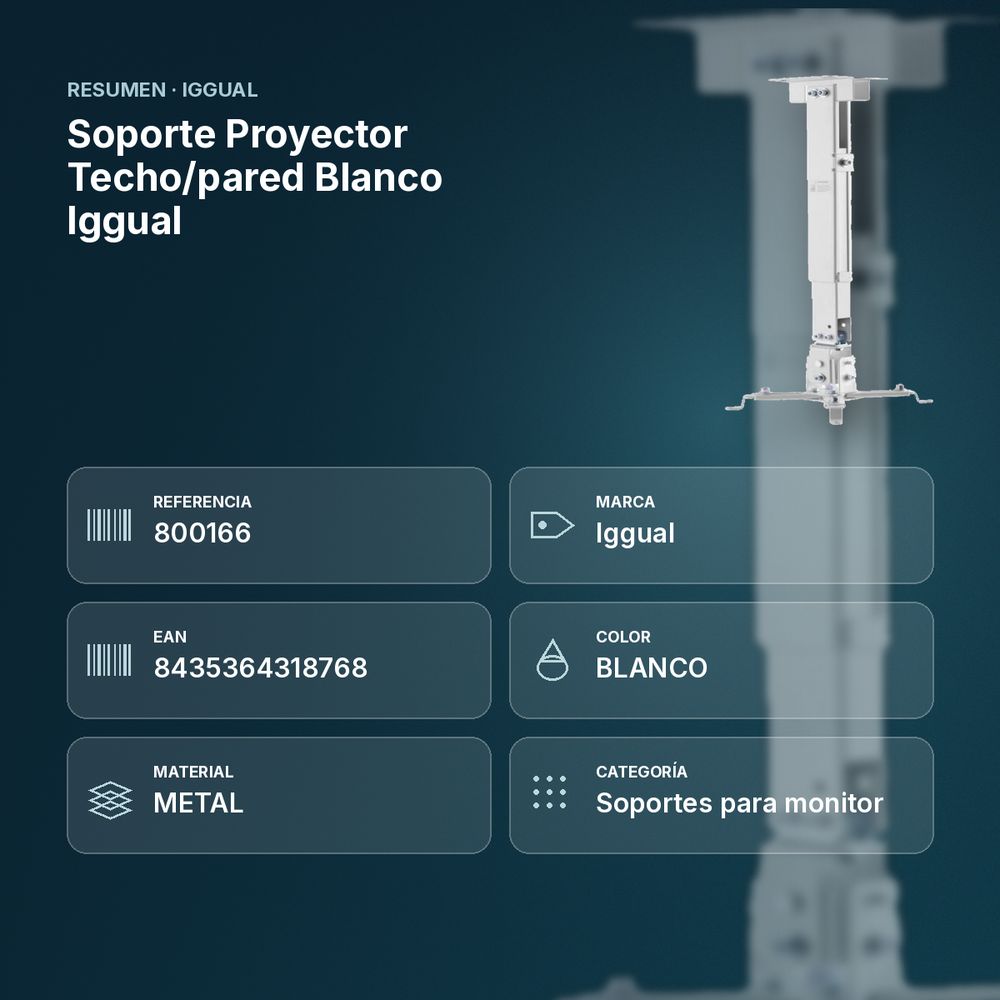 SOPORTE PROYECTOR TECHO/PARED BLANCO IGGUAL - resumen de atributos