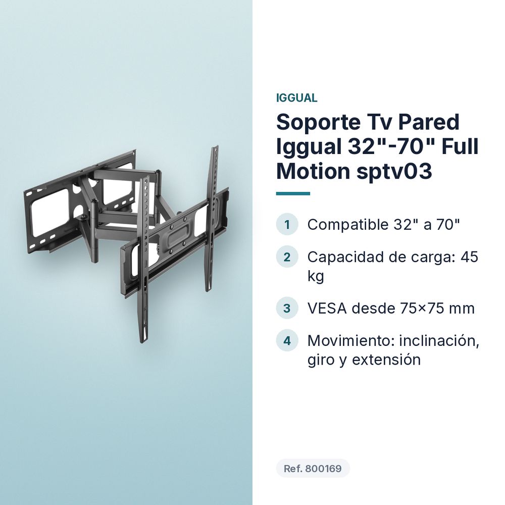 SOPORTE TV PARED IGGUAL 32"-70" FULL MOTION SPTV03 - características principales