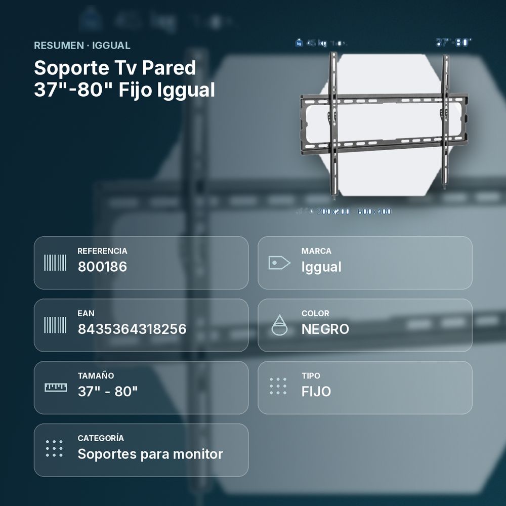 SOPORTE TV PARED 37"-80" FIJO IGGUAL - resumen de atributos