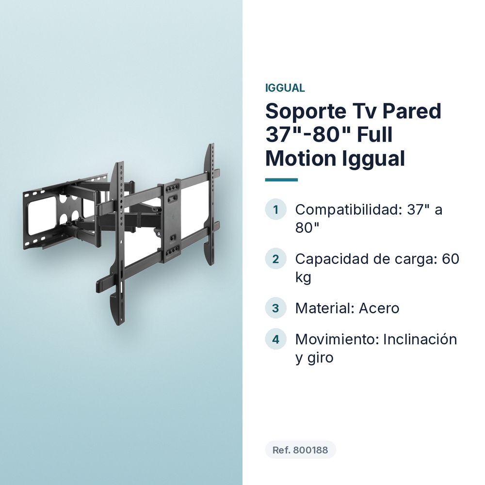 SOPORTE TV PARED 37"-80" FULL MOTION IGGUAL - características principales