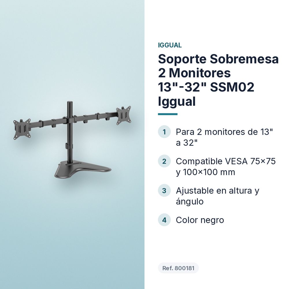 SOPORTE SOBREMESA 2 MONITORES 13"-32" SSM02 IGGUAL - características principales