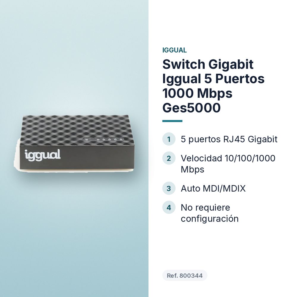 SWITCH GIGABIT IGGUAL 5 PUERTOS 1000 MBPS GES5000 - características principales