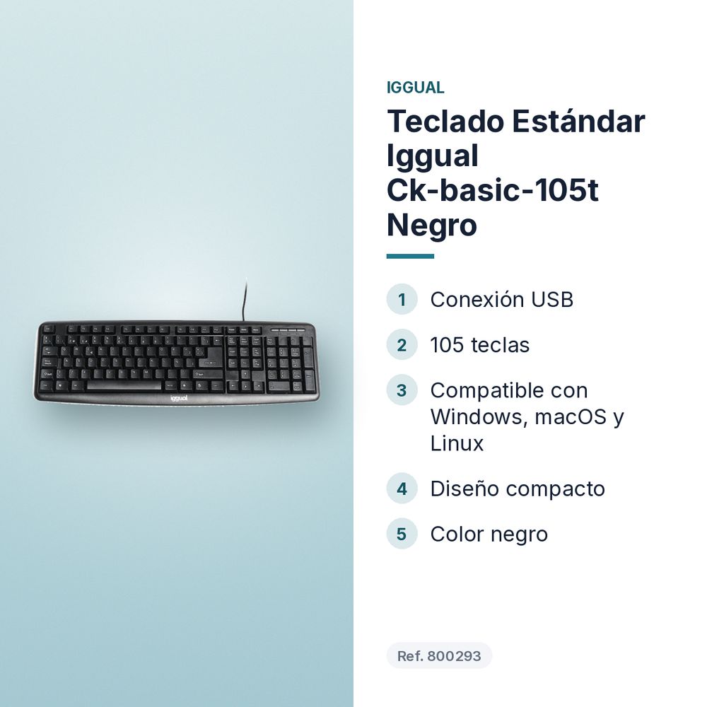 TECLADO ESTÁNDAR IGGUAL CK-BASIC-105T NEGRO - características principales