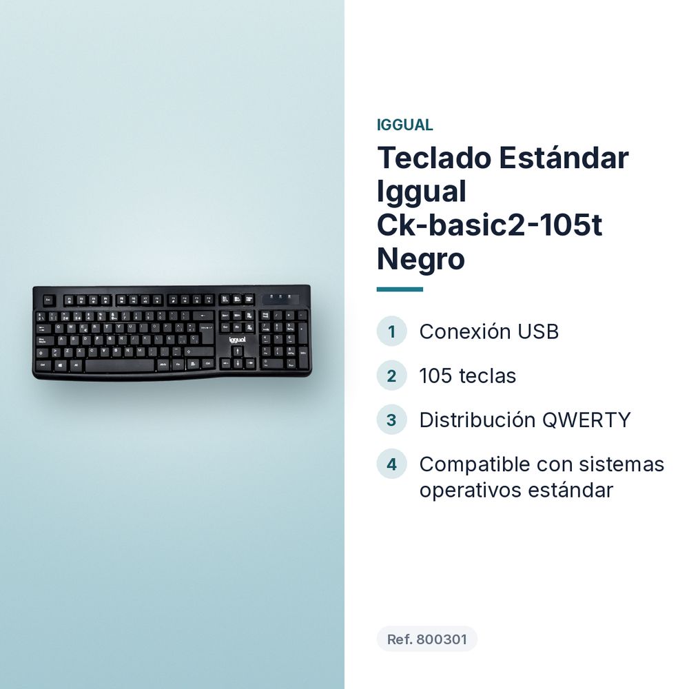 TECLADO ESTÁNDAR IGGUAL CK-BASIC2-105T NEGRO - características principales