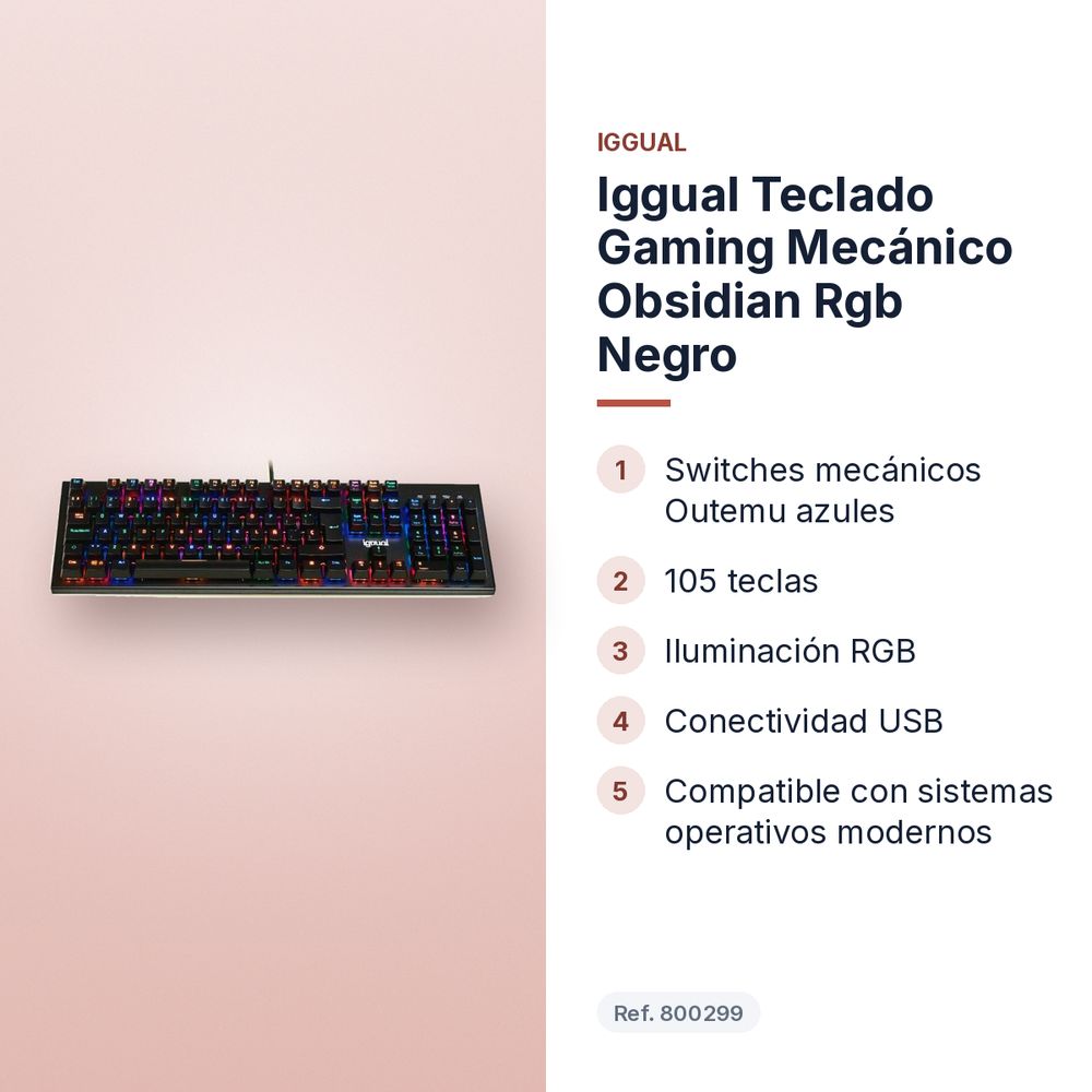 IGGUAL TECLADO GAMING MECÁNICO OBSIDIAN RGB NEGRO - características principales