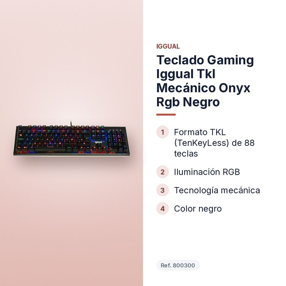 TECLADO GAMING IGGUAL TKL MECÁNICO ONYX RGB NEGRO - características principales