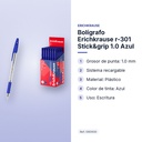 BOLÍGRAFO ERICHKRAUSE R-301 STICK&GRIP 1.0 AZUL  - características principales
