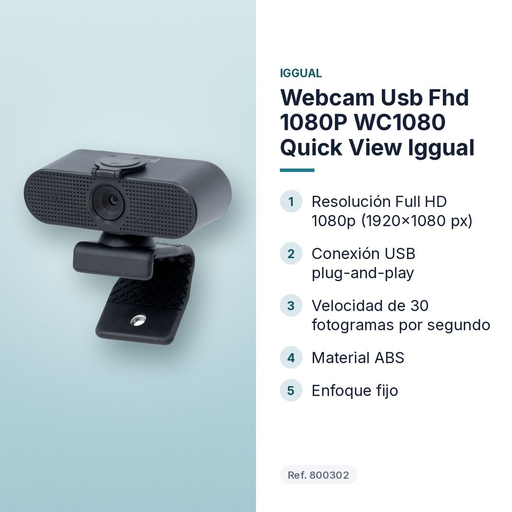 WEBCAM USB FHD 1080P WC1080 QUICK VIEW IGGUAL  - características principales