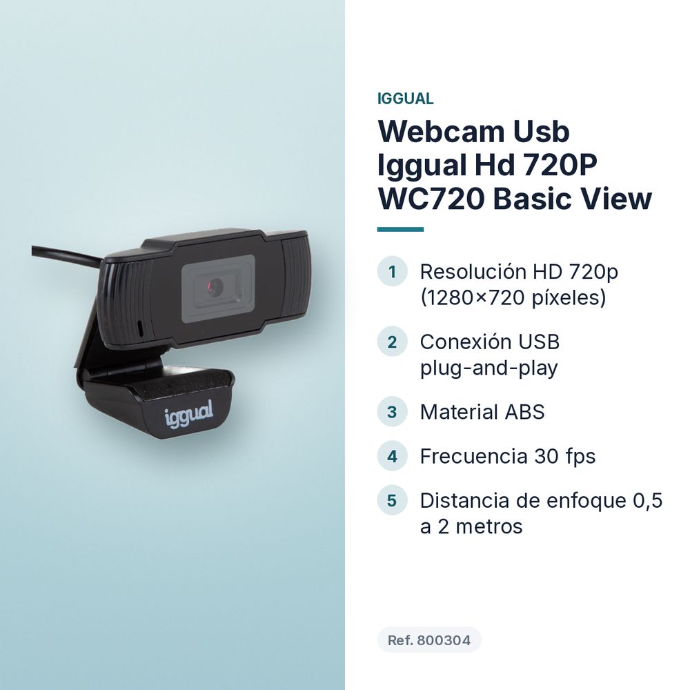 WEBCAM USB IGGUAL HD 720P WC720 BASIC VIEW - características principales