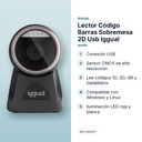 LECTOR CÓDIGO BARRAS SOBREMESA 2D USB IGGUAL  - características principales