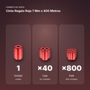CINTA REGALO ROJA 7 MM X 400 METROS - formato de venta: caja de 40, palé de 800