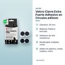VELCRO CIERRE EXTRA FUERTE ADHESIVO EN CÍRCULOS Ø45MM - características principales