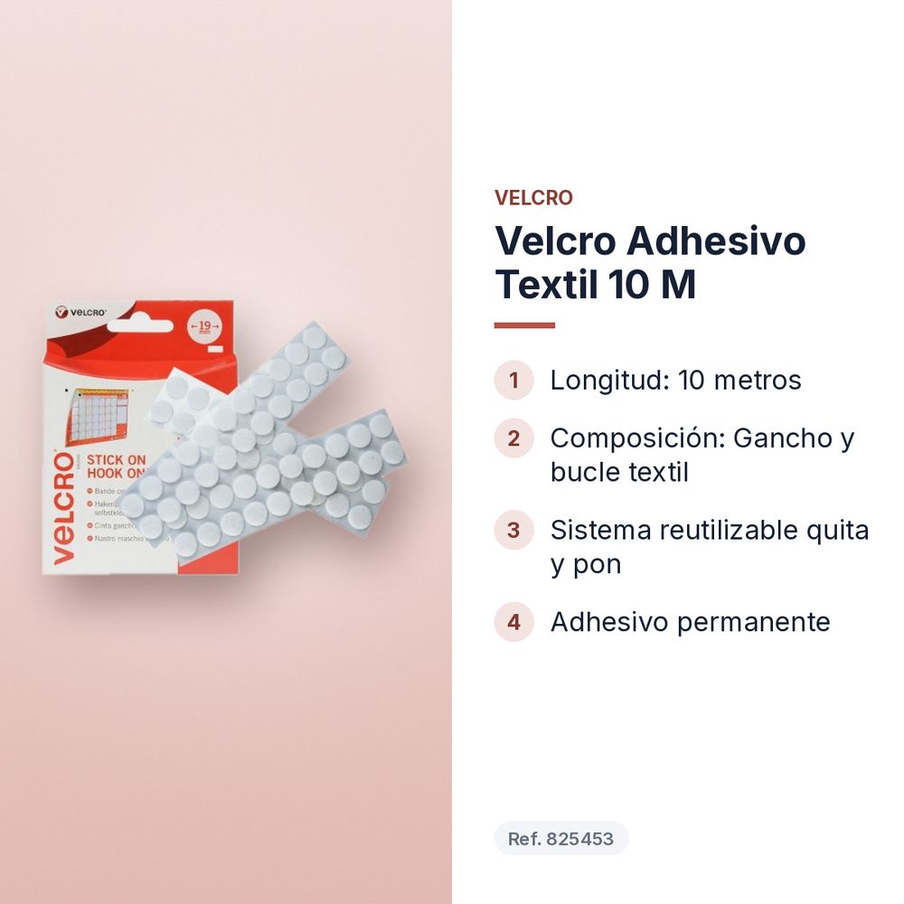 VELCRO ADHESIVO TEXTIL 10 M - características principales
