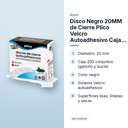 DISCO NEGRO 20MM DE CIERRE PLICO VELCRO AUTOADHESIVO CAJA 200UDS - características principales