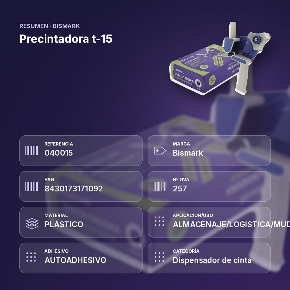 PRECINTADORA T-15 - resumen de atributos