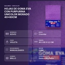 HOJAS DE GOMA EVA CON PURPURINA UNICOLOR MORADO 40x60CM - resumen de atributos