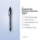 BOLÍGRAFO BIC GELOCITY QUICK DRY NEGRO - características principales