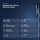 BOLÍGRAFO BIC GELOCITY QUICK DRY NEGRO - resumen de atributos