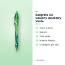 BOLÍGRAFO BIC GELOCITY QUICK DRY VERDE - características principales