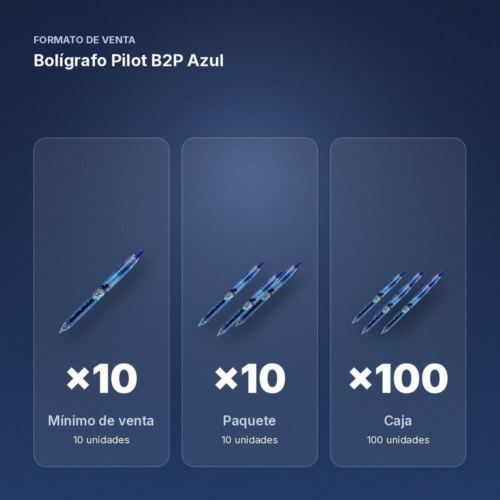 BOLÍGRAFO PILOT B2P AZUL - formato de venta: paquete de 10, caja de 100