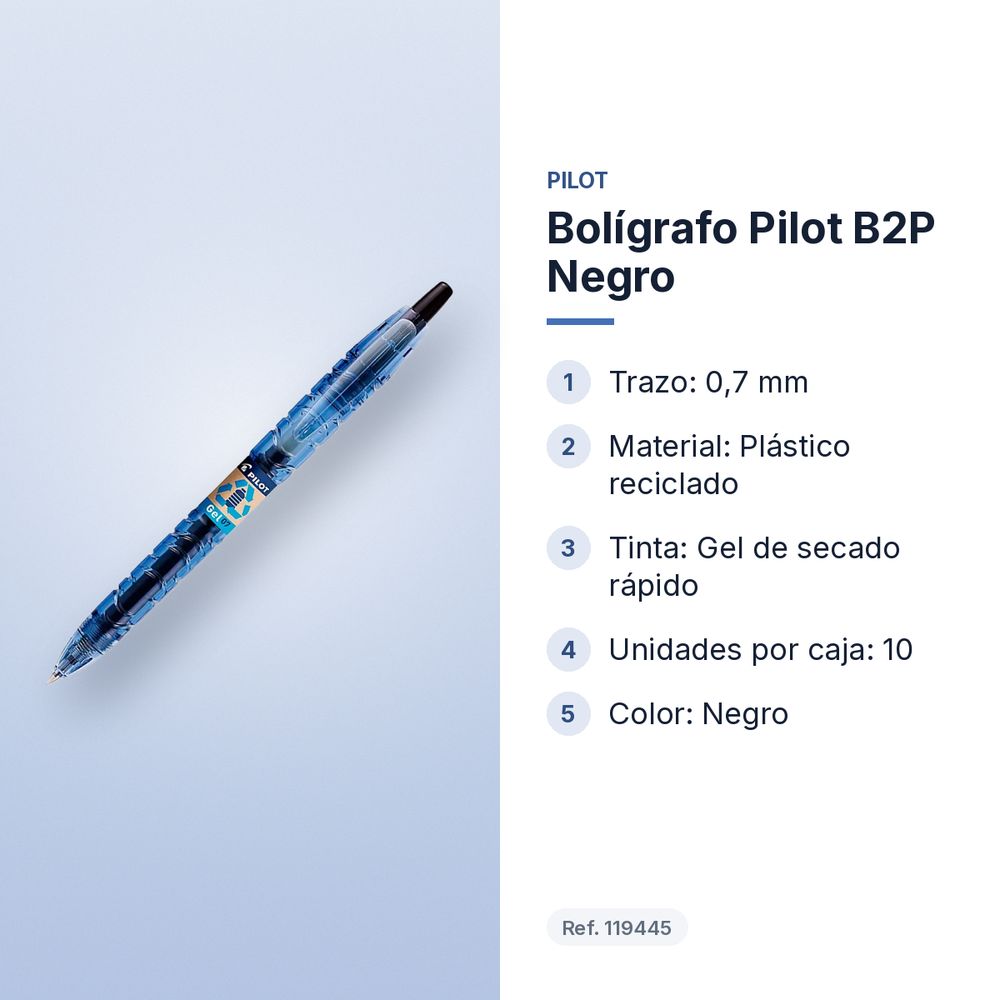 BOLÍGRAFO PILOT B2P NEGRO - características principales