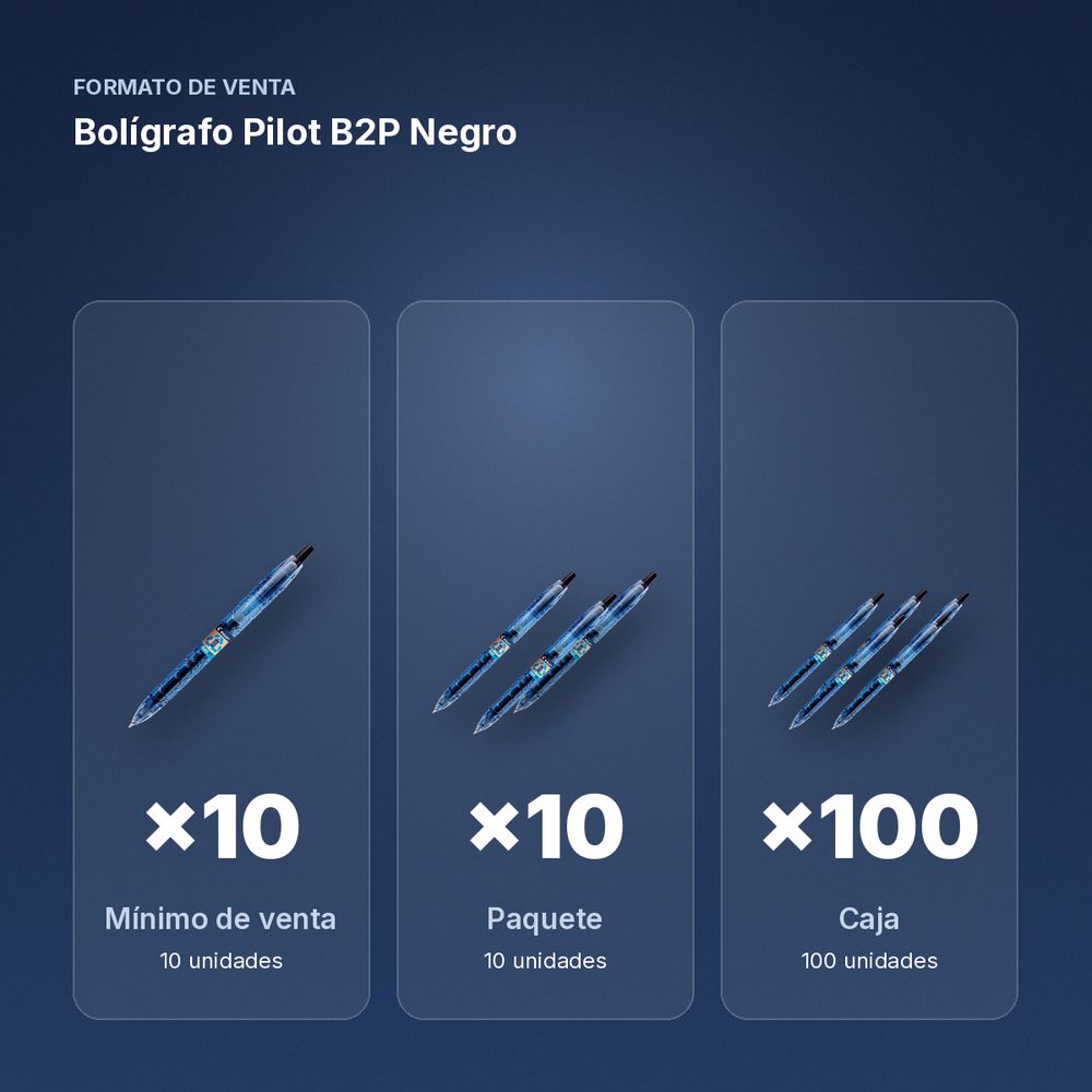 BOLÍGRAFO PILOT B2P NEGRO - formato de venta: paquete de 10, caja de 100