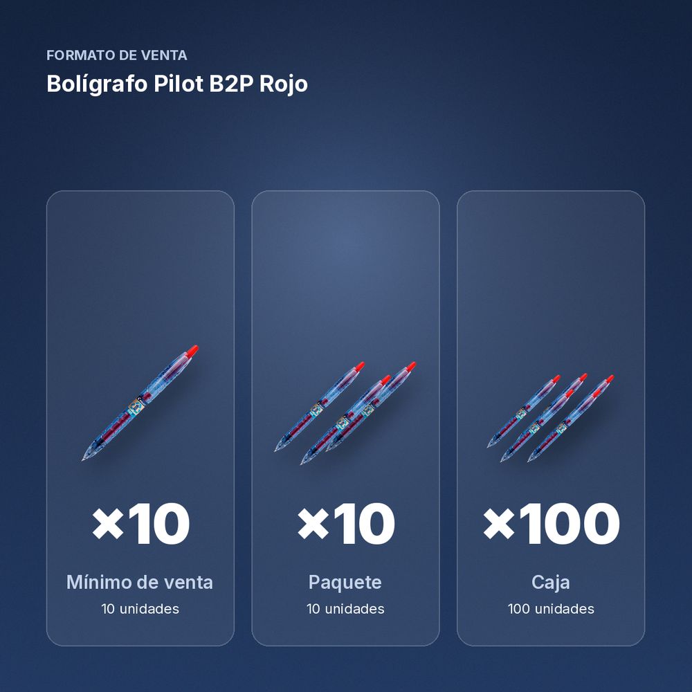 BOLÍGRAFO PILOT B2P ROJO  - formato de venta: paquete de 10, caja de 100