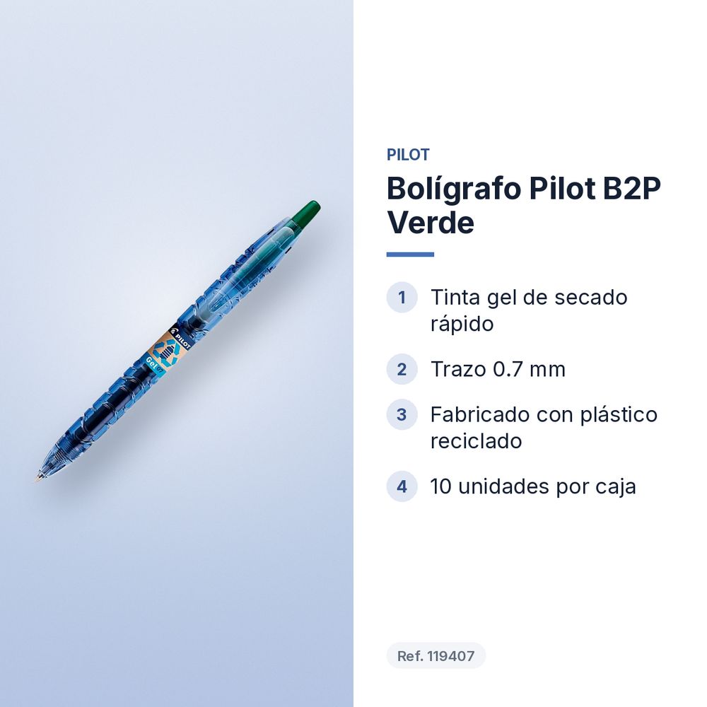 BOLÍGRAFO PILOT B2P VERDE - características principales