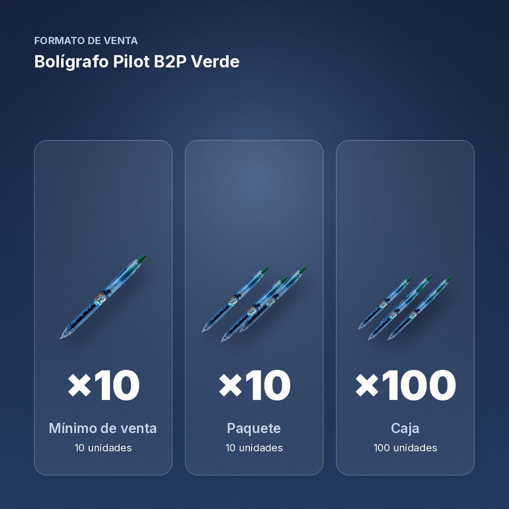BOLÍGRAFO PILOT B2P VERDE - formato de venta: paquete de 10, caja de 100