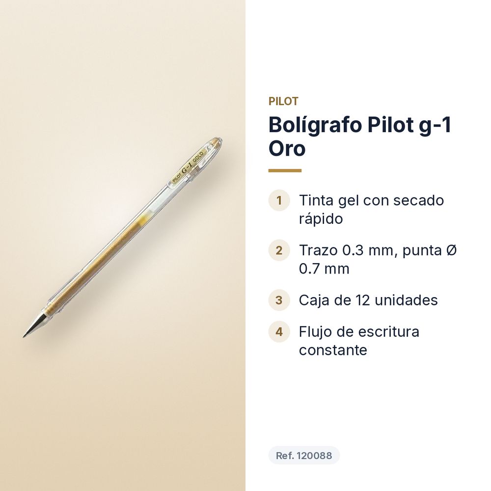 BOLÍGRAFO PILOT G-1 ORO - características principales