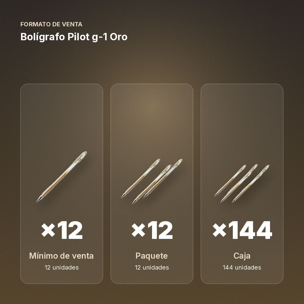 BOLÍGRAFO PILOT G-1 ORO - formato de venta: paquete de 12, caja de 144, palé de 864