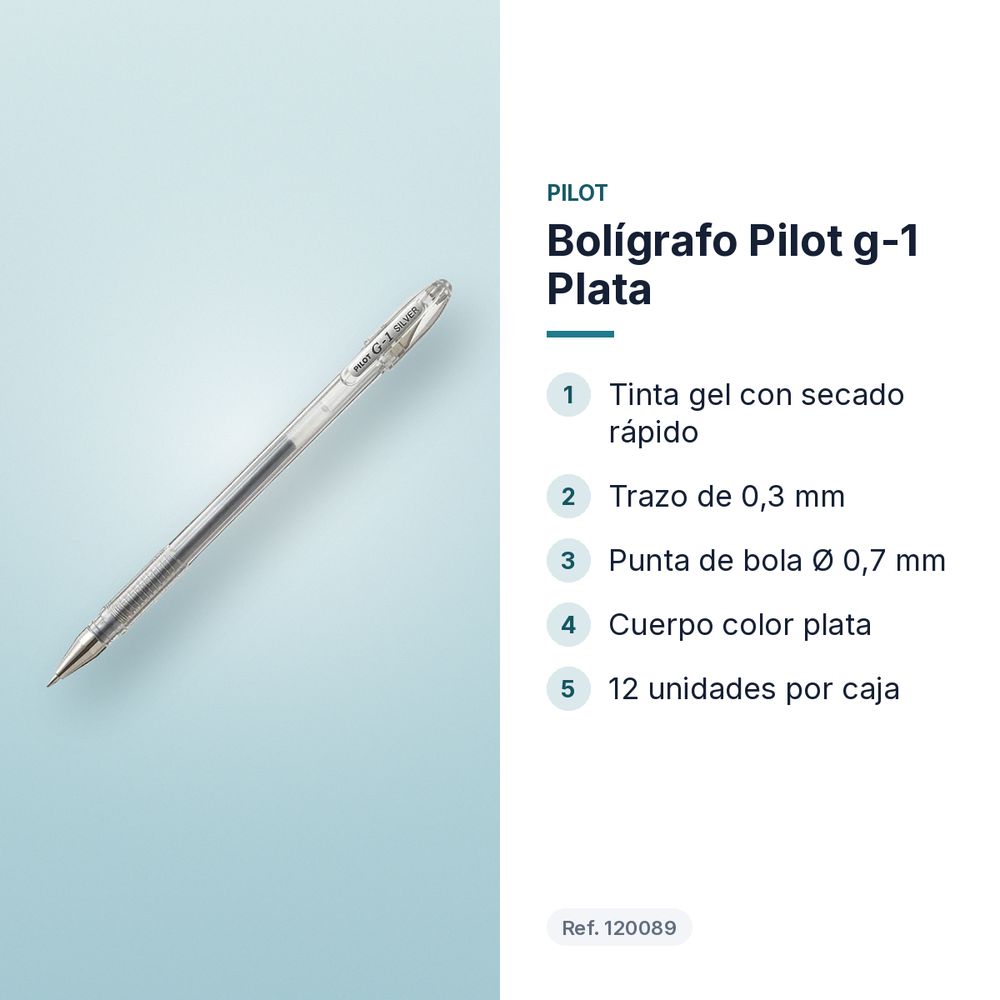 BOLÍGRAFO PILOT G-1 PLATA - características principales