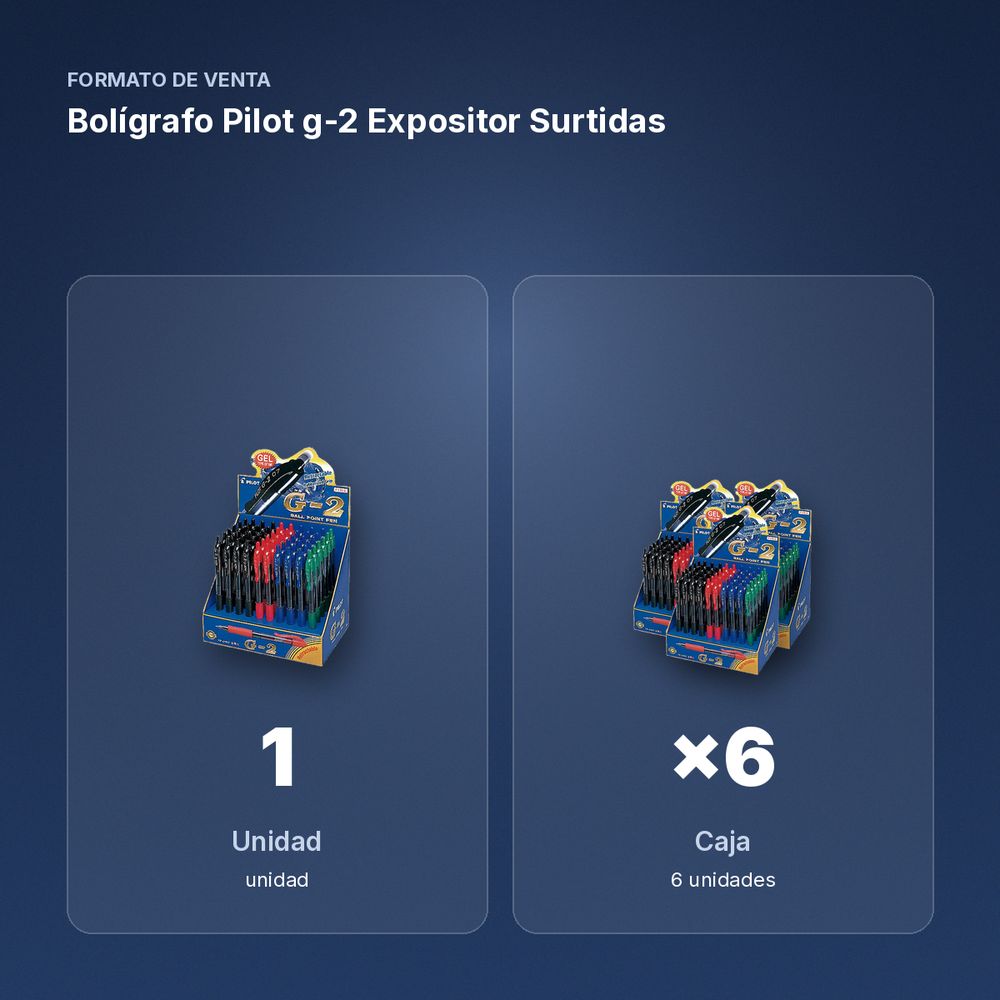 BOLÍGRAFO PILOT G-2  EXPOSITOR SURTIDAS - formato de venta: caja de 6
