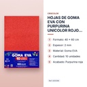 HOJAS DE GOMA EVA CON PURPURINA UNICOLOR ROJO 40x60CM - características principales