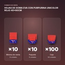 HOJAS DE GOMA EVA CON PURPURINA UNICOLOR ROJO 40x60CM - formato de venta: paquete de 10, caja de 100