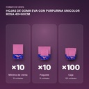 HOJAS DE GOMA EVA CON PURPURINA UNICOLOR ROSA 40x60CM - formato de venta: paquete de 10, caja de 100