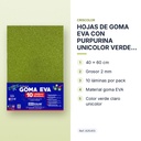 HOJAS DE GOMA EVA CON PURPURINA UNICOLOR VERDE CLARO 40x60CM - características principales