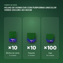HOJAS DE GOMA EVA CON PURPURINA UNICOLOR VERDE OSCURO 40x60CM - formato de venta: paquete de 10, caja de 100