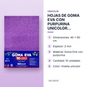 HOJAS DE GOMA EVA CON PURPURINA UNICOLOR VIOLETA 40x60CM - características principales