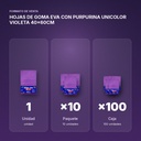 HOJAS DE GOMA EVA CON PURPURINA UNICOLOR VIOLETA 40x60CM - formato de venta: paquete de 10, caja de 100
