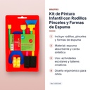KIT DE PINTURA INFANTIL CON RODILLOS PINCELES Y FORMAS DE ESPUMA - características principales