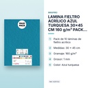 LAMINA FIELTRO ACRÍLICO AZUL TURQUESA  30x45 CM 160 g/m² PACK 10 UNIDADES INNSPIRO - características principales