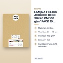 LAMINA FIELTRO ACRÍLICO BEIGE 30x45 CM 160 g/m² PACK 10 UNIDADES INNSPIRO - características principales